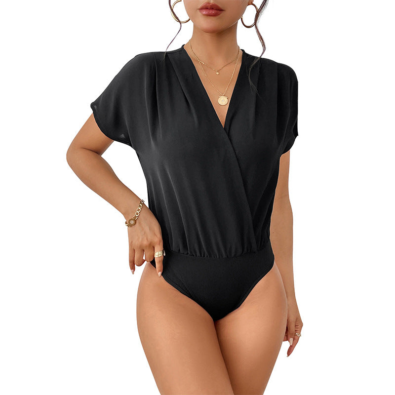 Womens V-Neck Bat Sleeve Jumpsuit