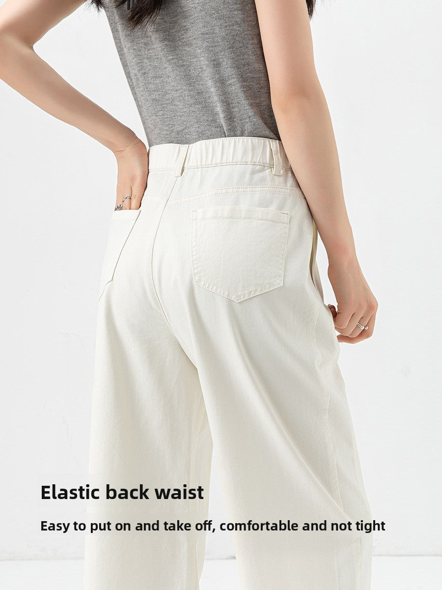 Womens High Waist Wide Leg Cropped Pants