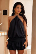 Womens Pleated Puff Dress