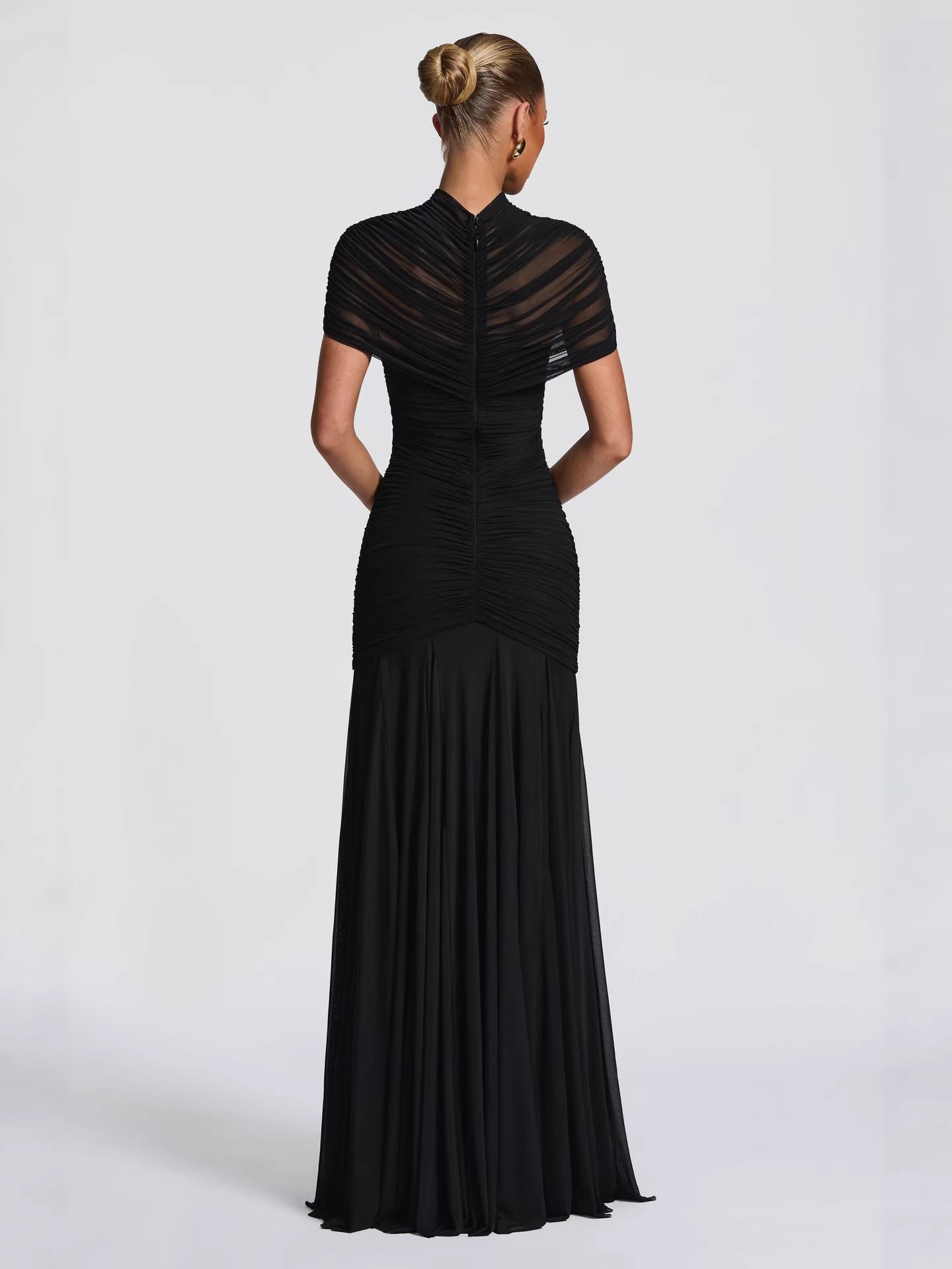 Elegant Pleated Hollow-Out Slim-Fit Dress