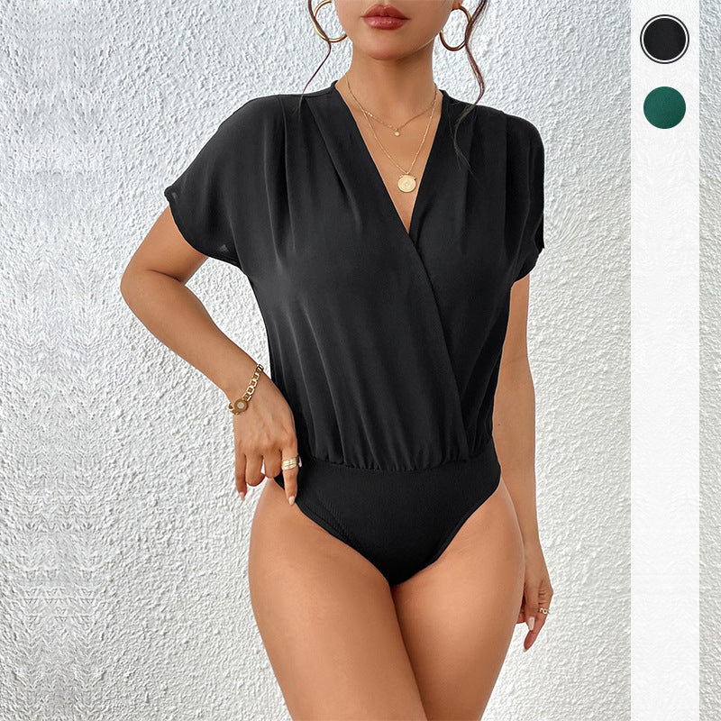 Womens V-Neck Bat Sleeve Jumpsuit