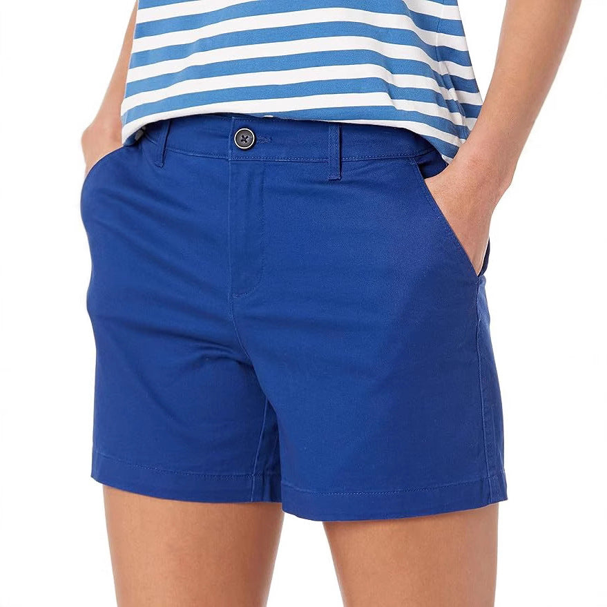 Women's Mid-Waist Khaki Shorts