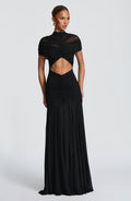 Elegant Pleated Hollow-Out Slim-Fit Dress