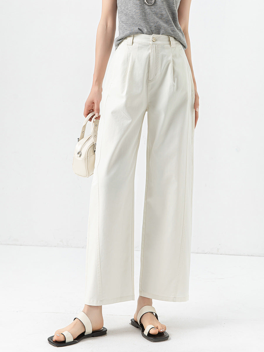 Womens High Waist Wide Leg Cropped Pants