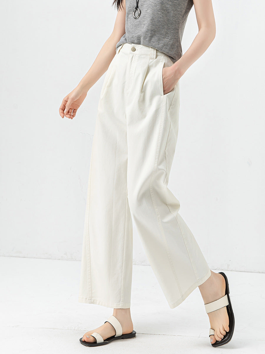 Womens High Waist Wide Leg Cropped Pants