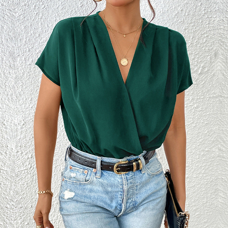 Womens V-Neck Bat Sleeve Jumpsuit
