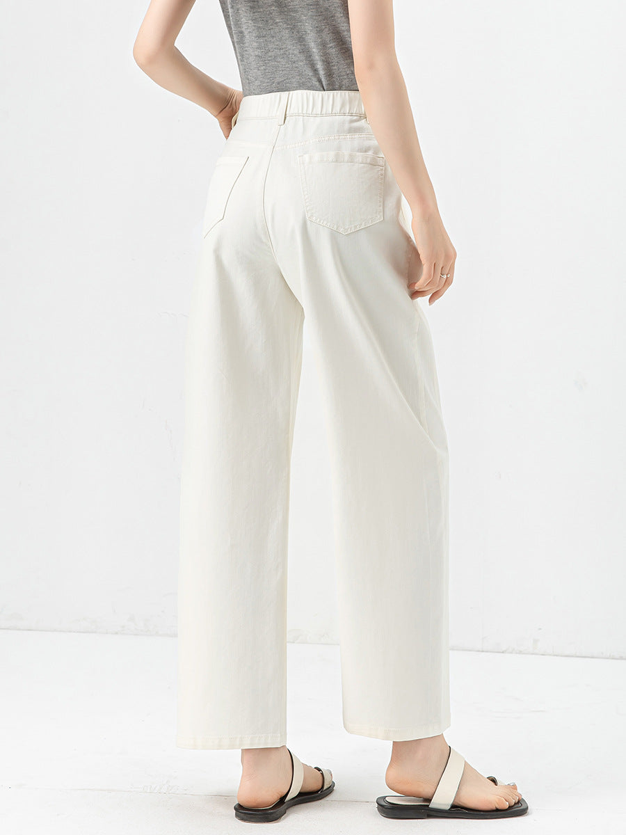 Womens High Waist Wide Leg Cropped Pants